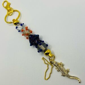 Florida Gator Keychain or Bag Charm Artisan made - ONE OF A KIND! Blue Orange UF